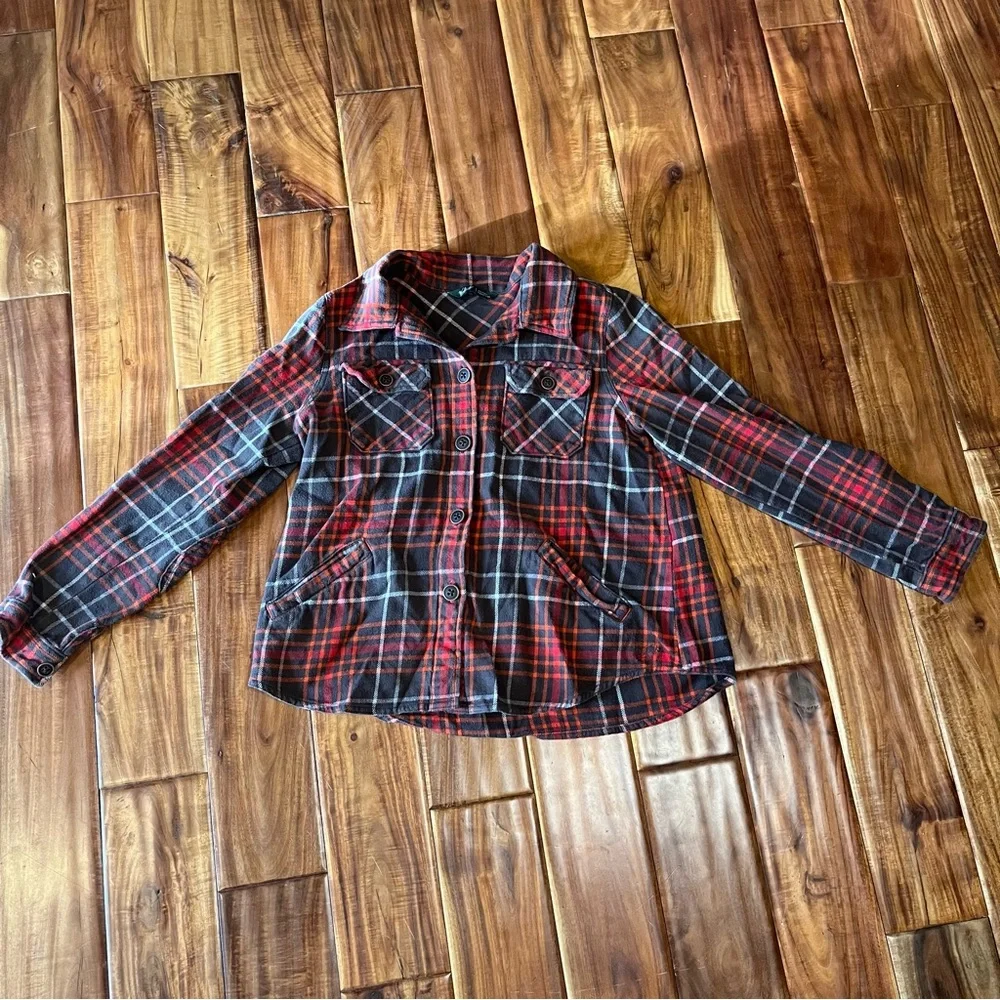 Woolrich - Flannel Plaid Shirt Jacket Size medium Pockets Elbow pads - Picture 1 of 10